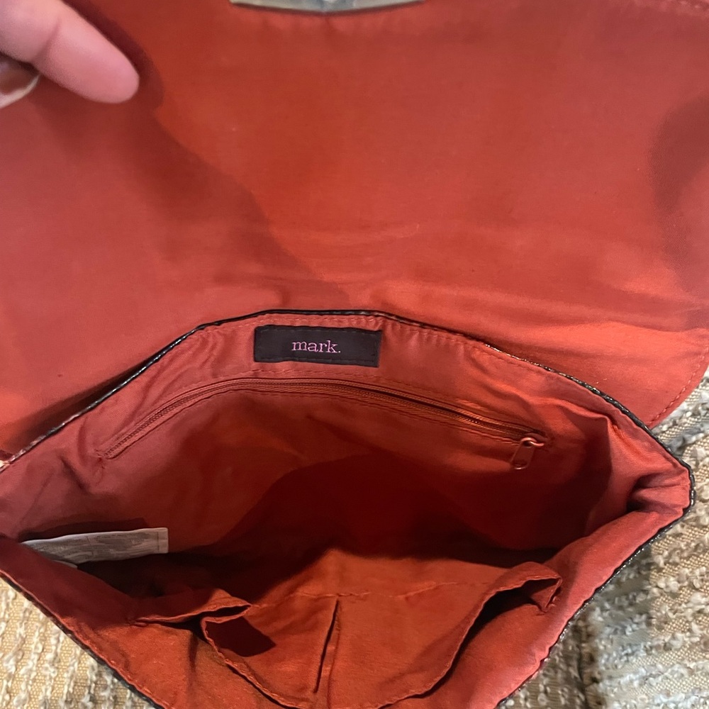 Patchwork Clutch With Snakeskin Texture - image 2